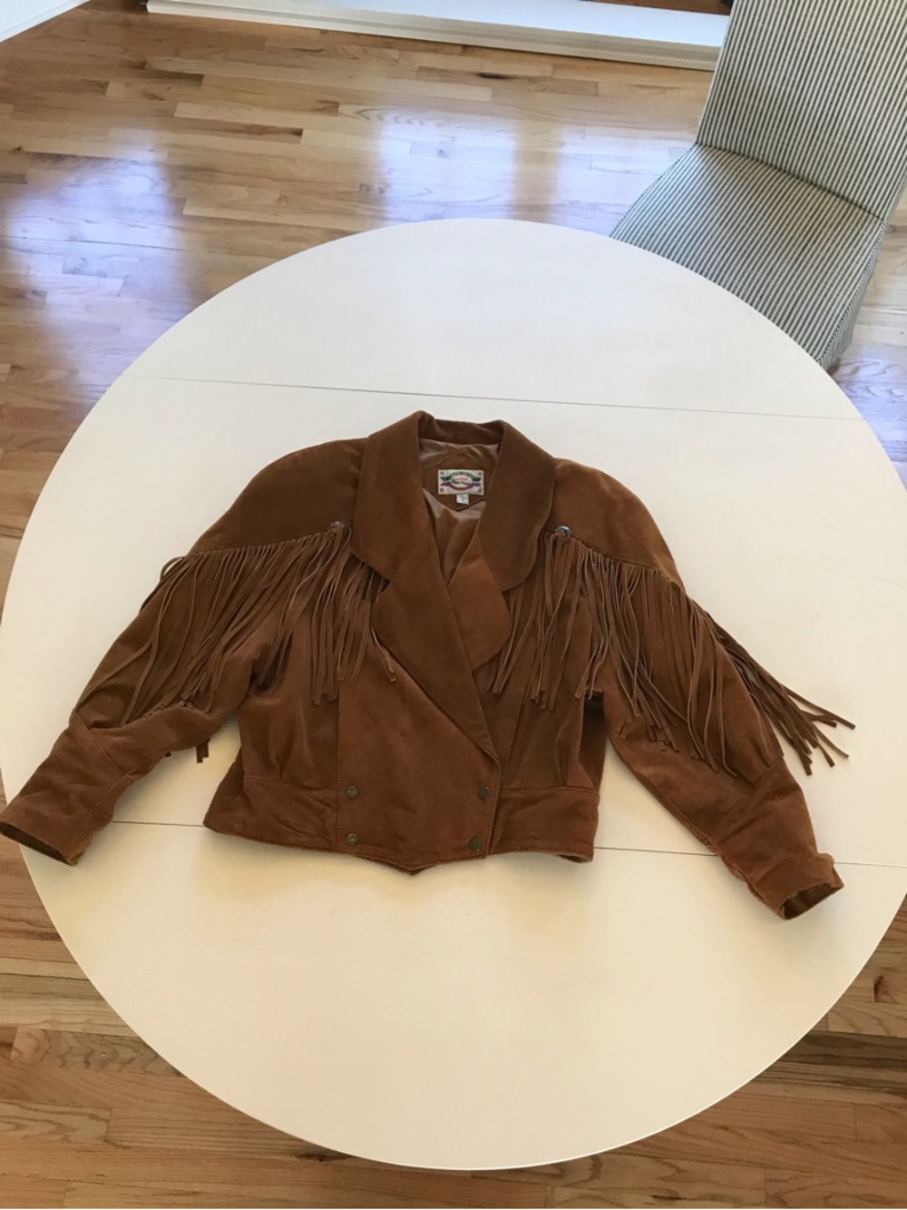 FESTIVAL 🔥VINTAGE WESTERN BOHO LONG FRINGE CONCHO SUEDE STATEMENT JACKET - Picture 9 of 16